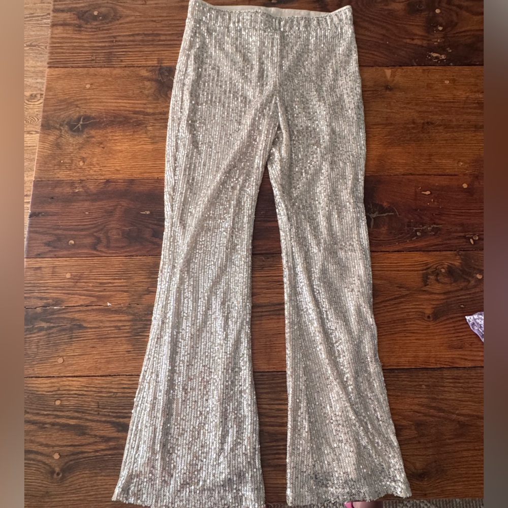 Art Class Cream Knit Fabric sequined pants